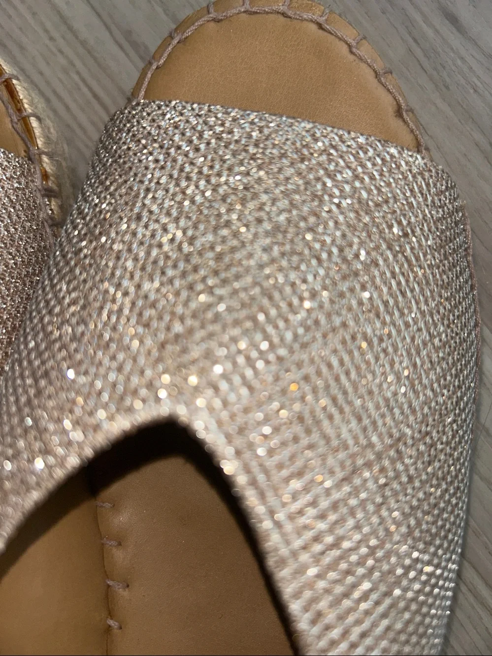 Franco Sorto Pine Espadrille Platform Slide 8.5 Gold Sparkle Casual Glam